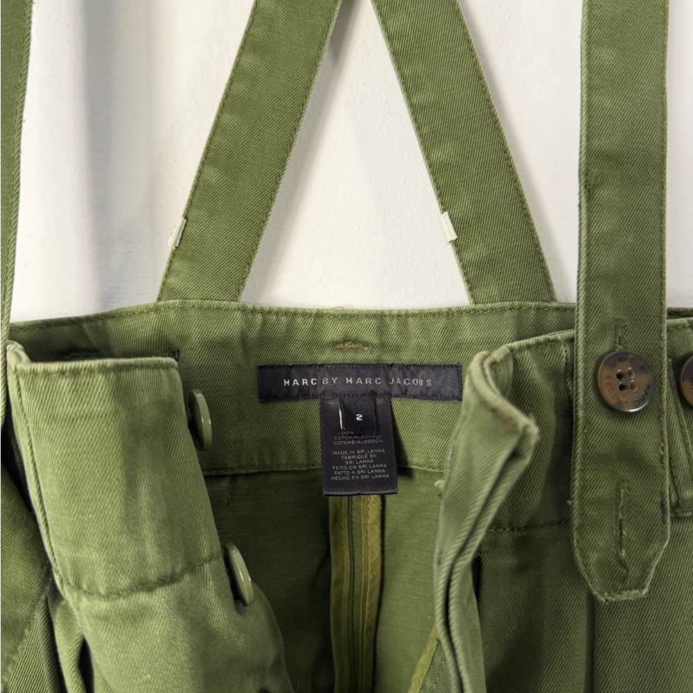 Marc by Marc Jacobs Olive Green Suspender Skirt with Button Details